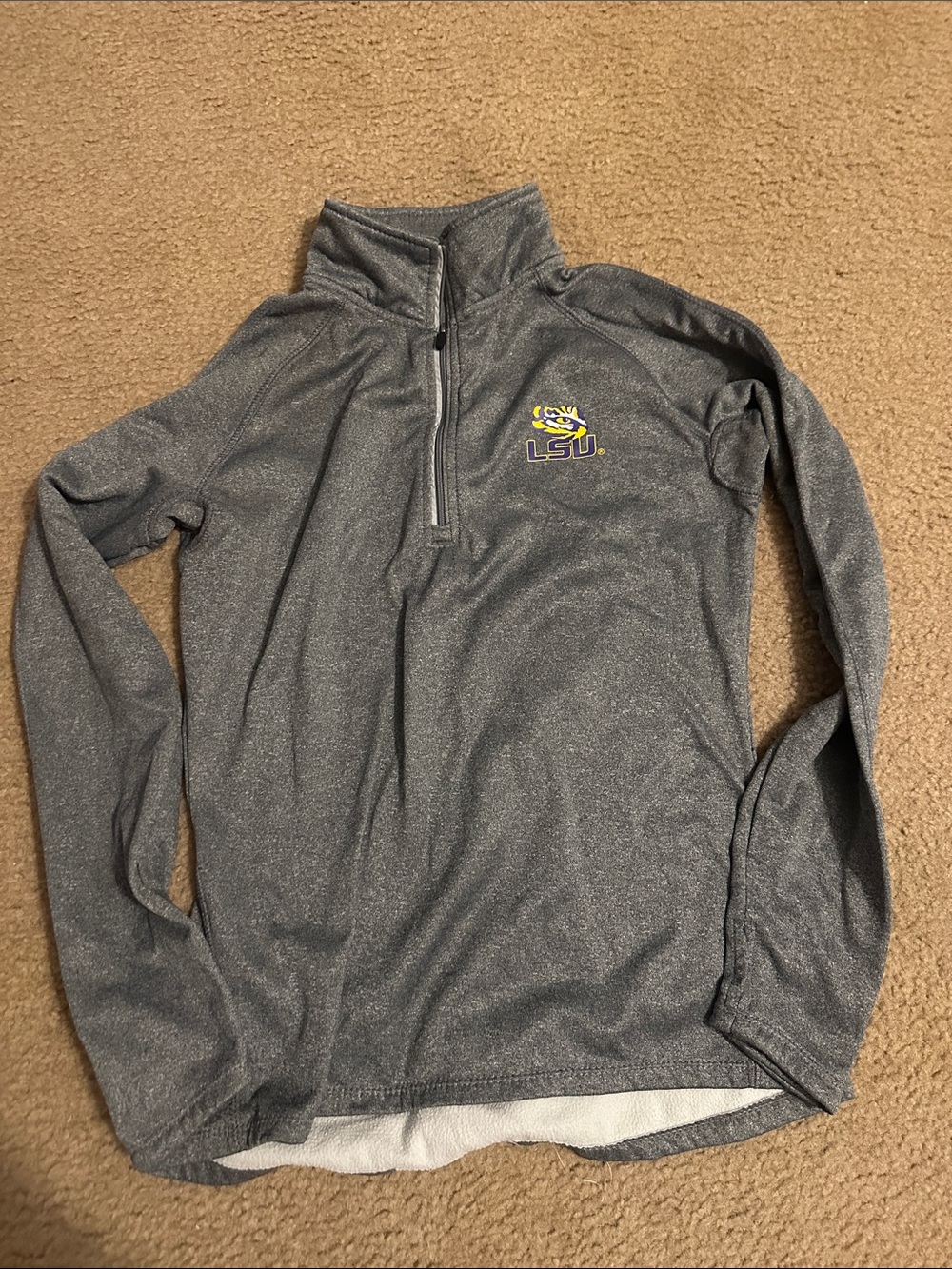 Knights Apparel Gray Quarter-Zip with LSU Tiger Logo